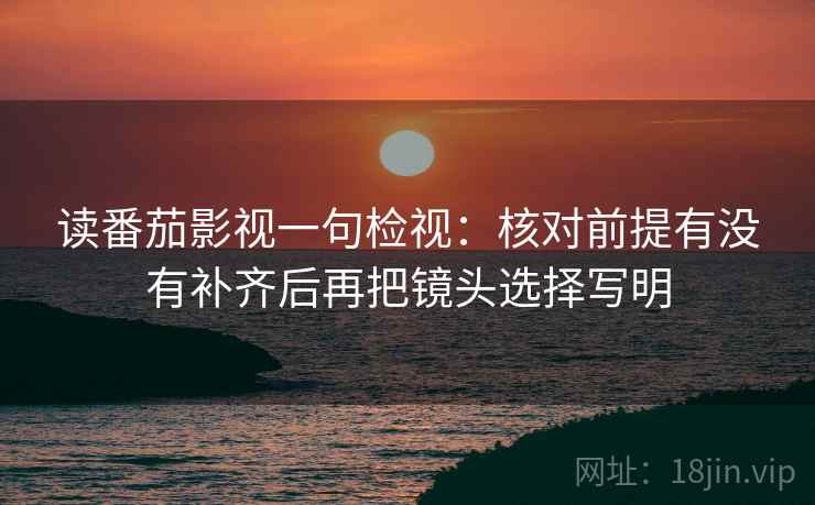 读番茄影视一句检视：核对前提有没有补齐后再把镜头选择写明