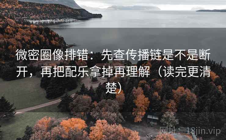 微密圈像排错：先查传播链是不是断开，再把配乐拿掉再理解（读完更清楚）
